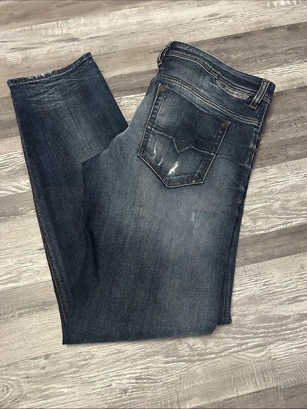 Diesel Industry-Safado, Dark Wash Distressed Skinny Jeans